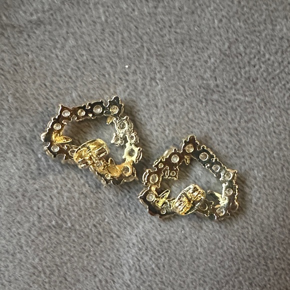 Elegant Plated Gold and Silver Heart Earrings - Picture 2 of 5